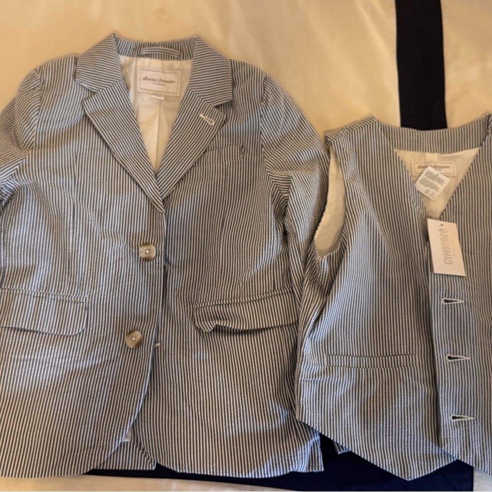 Gymboree Navy and White Striped Blazer and Vest Set